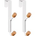 thumbnail image 1 of Over The Door Hooks,2 Packs Sturdy Metal Over Door Wooden Hooks Organizer Rack White, 1 of 5