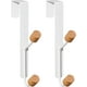 thumbnail image 1 of Over the Door Hooks, 2-Piece Sturdy Metal Over the Door Wooden Hook Organizer for Hanging Coats, Hats, Robes, Towels, Bathroom Bedroom Door Hanger - White, 1 of 5