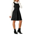 thumbnail image 4 of INSPIRE CHIC Pinafore Women's Sleeveless Casual Vintage Faux Suede t Shirt Dresses L Black, 4 of 6