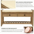 thumbnail image 4 of Shoe Bench Entryway Bench Shoe Rack Wooden with Cushioned Seat and Two Handle Drawers Multipurpose for Entryway Home Living Room, Old Pine, 4 of 6
