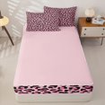 thumbnail image 4 of Erosebridal Pink Leopard Print Zipper Queen Comforter Set with Fitted Sheet and 2 Pillowcases,Wild Animals Cheetah Pattern Zipper Bedding Set For Girls,Pink Reversible,4pcs, 4 of 7