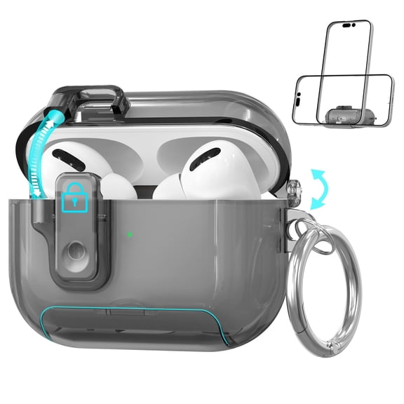 Multifunction Built in Magnets Lock Clear Case Cover for AirPods, Original Look Transparent Case with Hidden Phone Stand, Top-Connected Earbud Skin Ultra Thin Soft Silicone TPU Protector