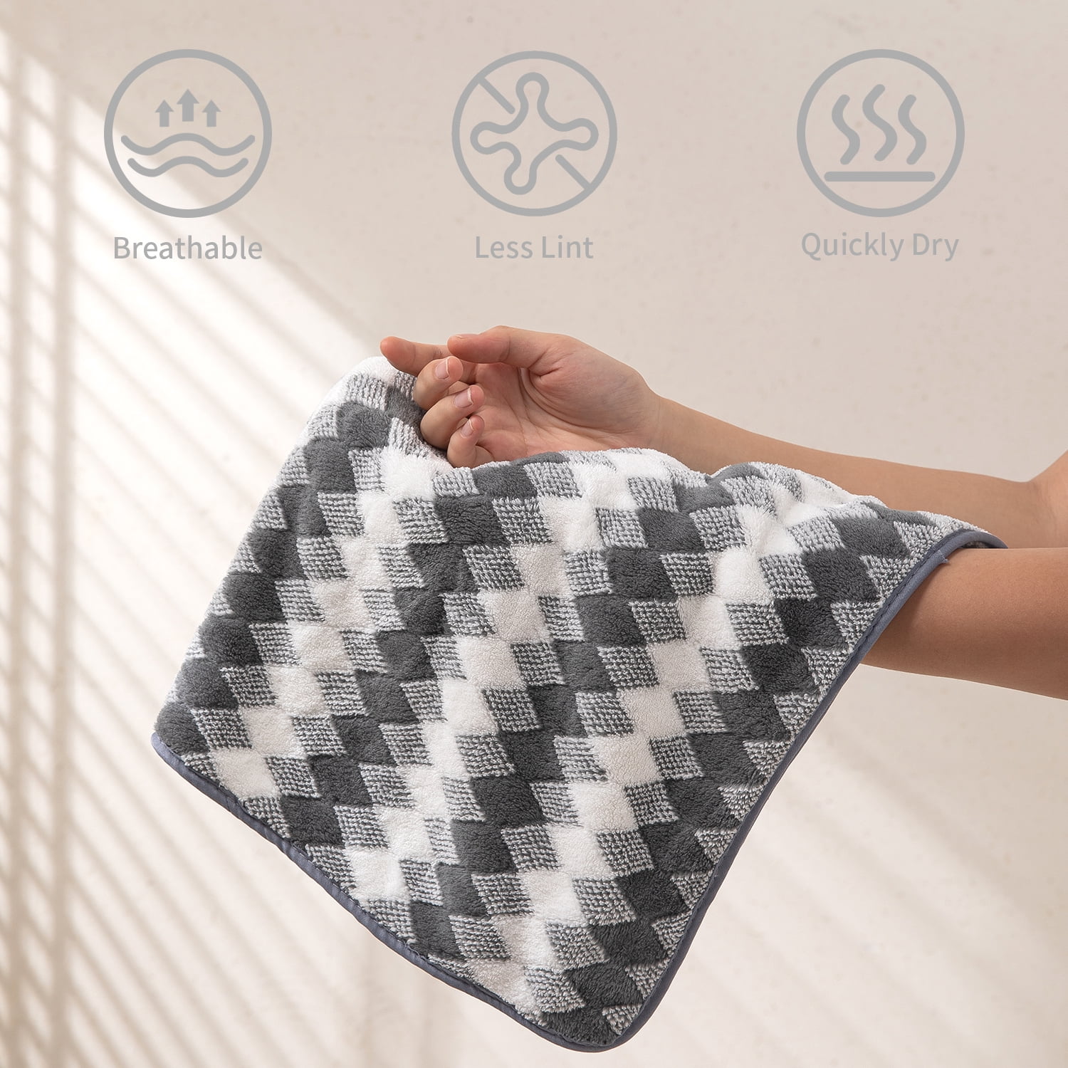 Beartech 12 Piece Hand Towel Set, Ultra Soft and Highly Absorbent Microfiber Towels 600GSM Quick Dry 16"x32" Hand Towels For Bathroom,kitchen-Dark Gray