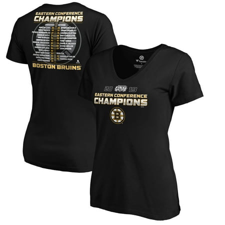 Boston Bruins Fanatics Branded Women's 2019 Eastern Conference Champions Defender Roster V-Neck T-Shirt -