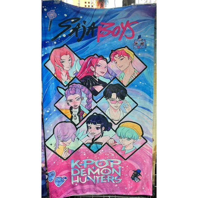 Exclusiva! Cobija Frazada Ultra Suave K-Pop Demon Hunters Saja Boys Cartoon