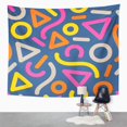 thumbnail image 2 of JSDART Fun Simple Geometrical Pattern with Small Figures Graphic Party Play Bold Geometric Wall Art Hanging Tapestry Home Decor for Living Room Bedroom Dorm 51x60 inch, 2 of 2