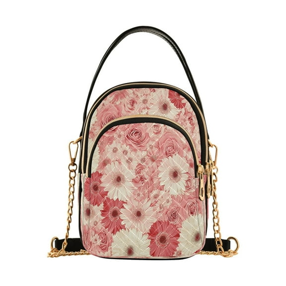 Cross Body Fashion Shoulder Waist Purse Bags Pink Flowers Pocket Handbags