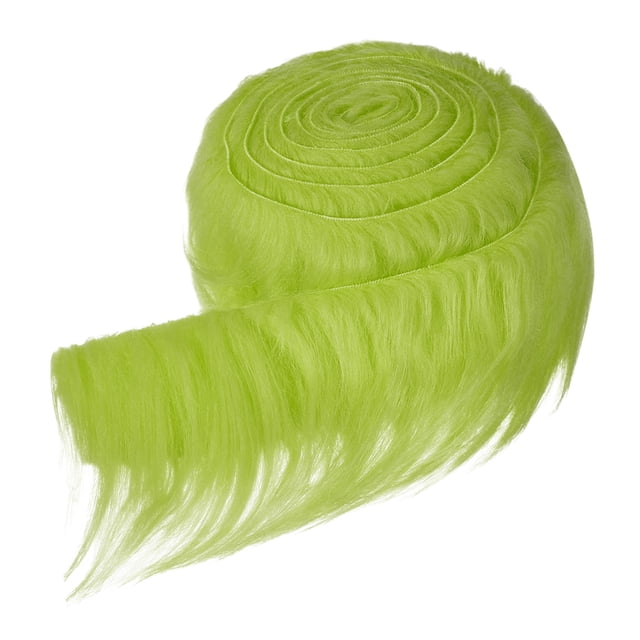 Uxcell Faux Fur Fabric, 60 x 2 Inch Plush Faux Fur, Fluffy Fuzzy Fabric Precut Strips for Crafts Beard Hair, Light Green