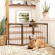 thumbnail image 3 of JJUN Freestanding Dog Gate for Small Medium Dogs, 63" W x 30" H Foldable 3-Panel Wooden Pet Gate, No Assembly Required, Indoor Safety Fence for Doorways, Stairs, Hallways, Bedrooms (Brown), 3 of 18