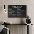 thumbnail image 5 of IDEA4WALL Framed Canvas Print 12 Rules for Living Your Best Life Inspirational Guide Illustrations Wall Art Contemporary Relax/Calm Artwork for Living Room, Bedroom, Office - 16"x24" BLACK, 5 of 5