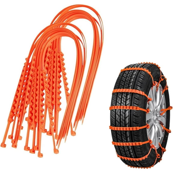 Universal Reusable Anti-Skid Nylon Tire Chains, Universal Tire Chain Anti Skid Wheel Belts, Adjustable Anti-Slip Tire Cables for Car Trucks, Temporary Tire Straps, for Snow and Ice (10)