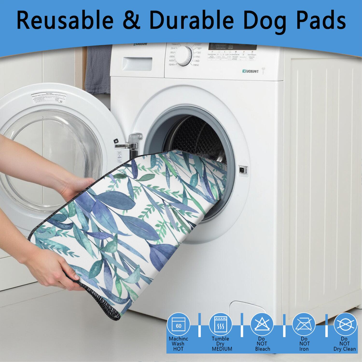 Extra Large 48x48 Inch Reusable Dog Training Pads 2-Pack, Heavy Duty Washable Puppy Potty Mats, High Absorbency Leakproof Base for Indoor Use, Floral Design