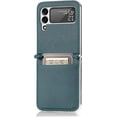 thumbnail image 4 of for Samsung Galaxy Z Flip 3 Phone Case with Card Holder,PC Hard Shockproof Back Cover Slim Durable Protective PU Leather Phone Case Cover for Samsung Galaxy Z Flip 3 5G PZ Green, 4 of 13