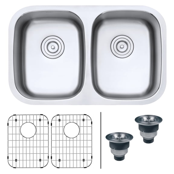 Ruvati 29-inch Undermount 50/50 Double Bowl 16 Gauge Stainless Steel Kitchen Sink - RVM4301