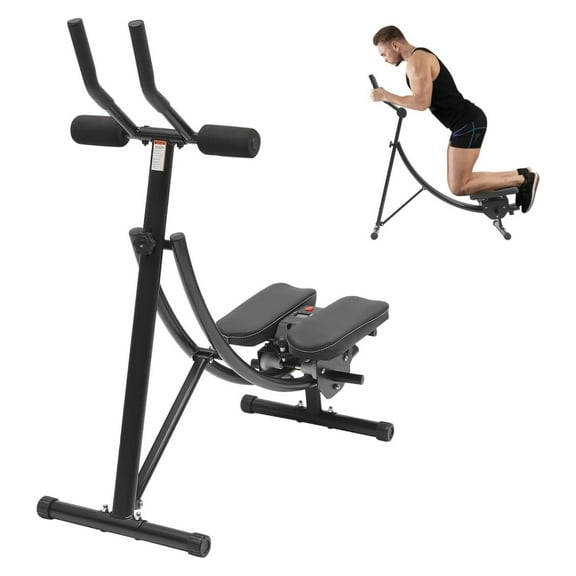 Foldable Ab Workout Equipment, Adjustable Ab Trainer Machine with LED Display, Cruncher for Stomach Exercise for Home Gym Office, 330lbs Load Capacity, Black