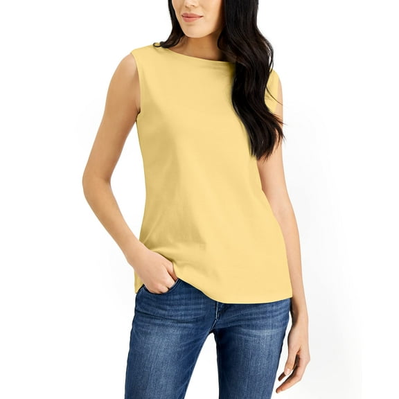 MSRP $13 Karen Scott Womens Cotton Boat-Neck Tank Top Yellow Size 2XL