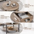 thumbnail image 5 of Round Lift Top Coffee Table with Hidden Compartment & Storage Shelf, 31'' Farmhouse Coffee Table Center Tables, 2-Tier Small Round Dining Table for Living Room Reception Room, Gray, 5 of 6
