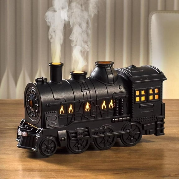 Steam Train Diffuser 300ml Aromatherapy Essential Oil Diffuser and Humidifier with Dual-Color LED Light, Christmas Train Aroma Diffuser Gift for Home Office