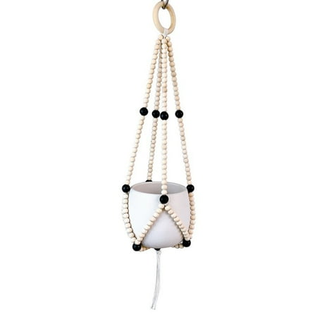 Macrame Plant Hanger Indoor Hanging Planter Basket with Wood Beads Decorative Flower Pot Holder No Tassels for Indoor Outdoor Boho Home Decor 24.4 Inch