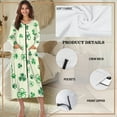 thumbnail image 6 of Yuyamidu St. Patrick's Day Womens Zipper Robe Long Lightweight Bathrobe Dog Paw Sleepwear Gown Green Leaf Long Sleeve Robes for Women Plus Size XL Ladies Lounge Dresses, 6 of 7