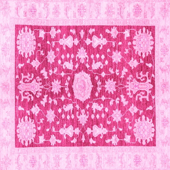 Ahgly Company Indoor Square Oriental Pink Traditional Area Rugs, 8' Square