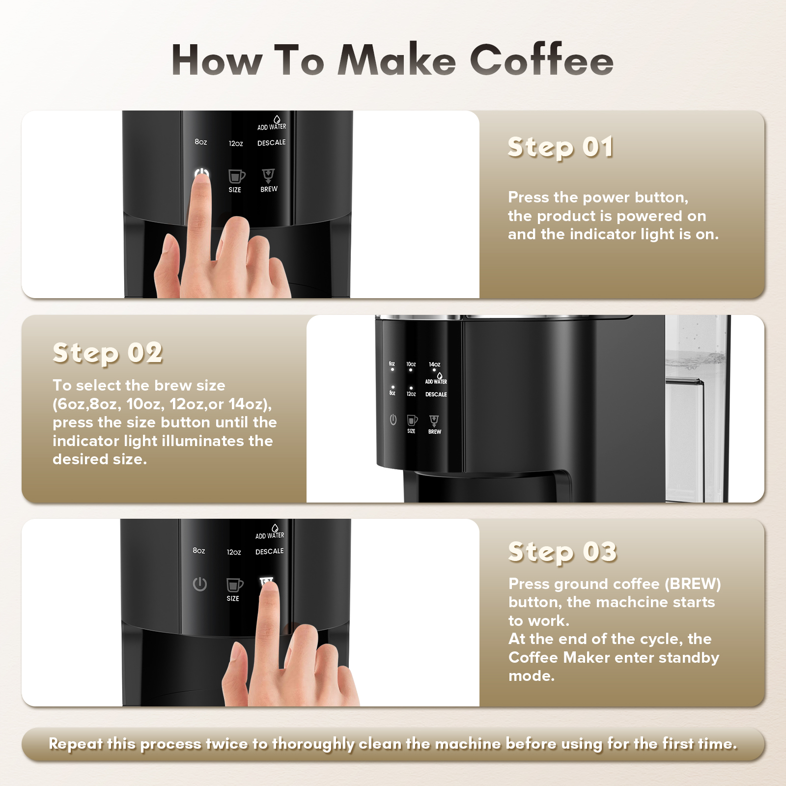 Moifoi 2-in-1 Single Serve Coffee Maker, K-Cup and Ground Coffee photo 4