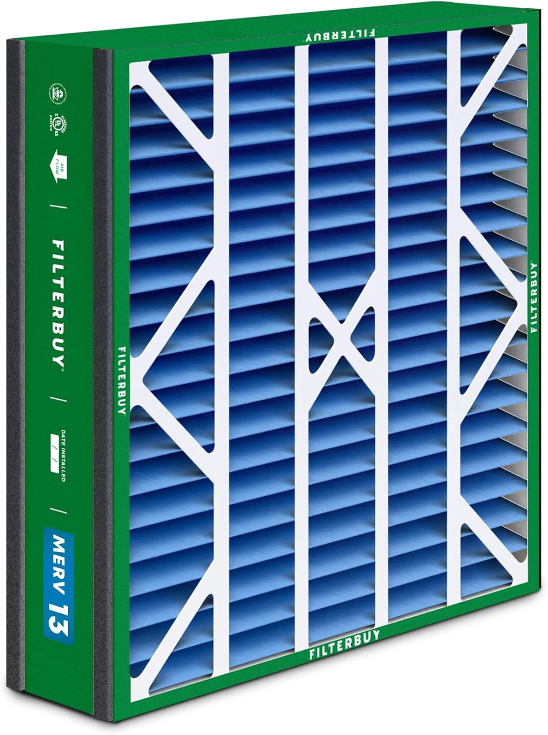 Filterbuy 20x25x5 Air Filter MERV 13 Smoke Defense, Pleated HVAC AC Furnace Filter Replacement for Honeywell & More, 2-Pack