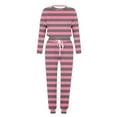thumbnail image 5 of Juslio Girls Pants Casual Unisex Child Stripe Sleeve Set Two-piece Set Girl Pink, 5 of 5