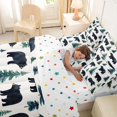 thumbnail image 4 of Castle Fairy Watercolor Wildlife Bear Queen Bedding 7pcs,Cartoon Jungle Animal Bedding Comforter Set Queen,Black Sage Off White,Reversible, 4 of 7