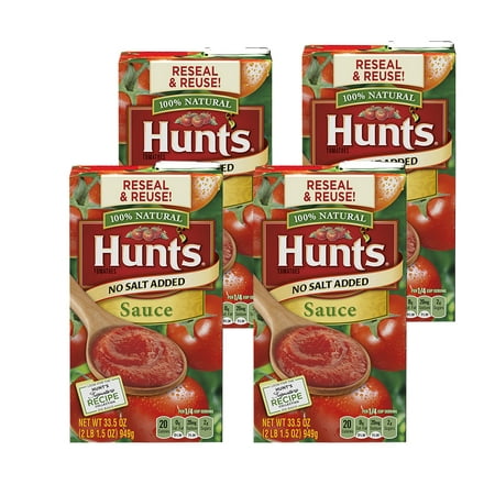 (4 Pack) Hunt's Tomato Sauce No Salt Added, 33.5