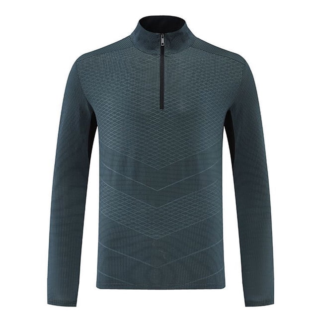 Dagugfen Hauts pour Hommes Fermeture Éclair Col en V Manches Longues Imprimé Filet Serré Léger Gym Mode