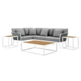 thumbnail image 1 of Lounge Sectional Sofa Chair Table Set, White Grey Gray, Aluminum, Metal, Fabric, Modern Contemporary, Outdoor Patio Balcony Cafe Bistro Garden Furniture Hotel Hospitality, 1 of 10