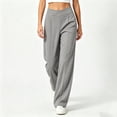 thumbnail image 4 of VBVC Women's Crossover V-Waist Wide Leg Pants , High Waisted Seam Front Trousers For Women , Ladies' Yoga Workwear Bottoms with Pockets, Gray , S-2XL, 4 of 7