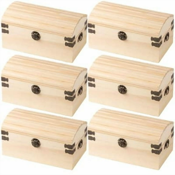 6 Pack: 9" x 5" Ornate Wood Treasure Chest by Make Market
