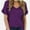 Purple, variant on Womens V-Neck Shirts with Front Pocket Decoration Short Sleeve Solid Casual Loose Fit Trendy T-Shirt