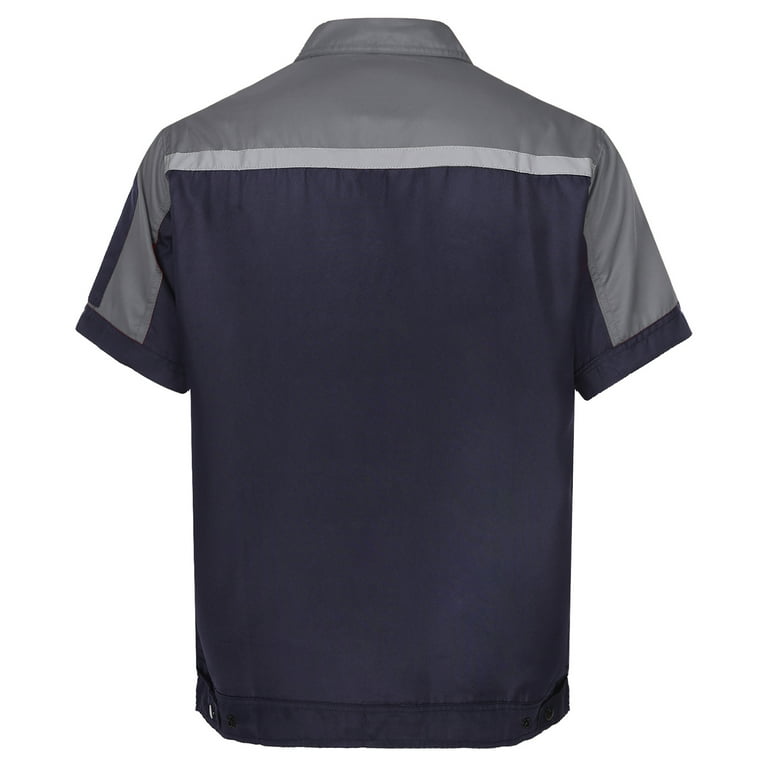 ウェア supplier Zaldita Men's Short Sleeve Mechanic Work Shirt Front Zip