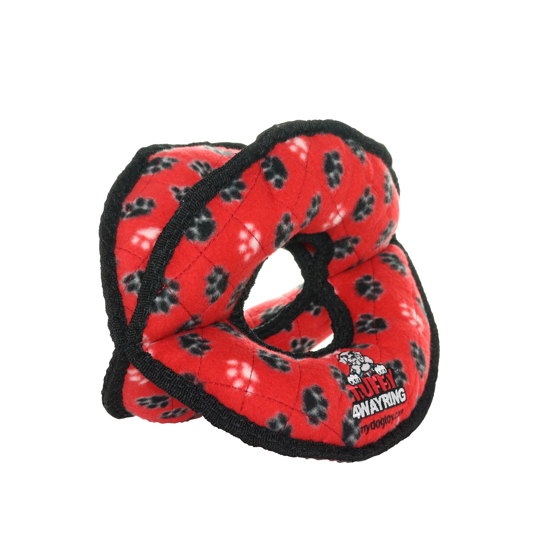 TUFFY® Ultimate 4WayRing Red Paw, 2-Pack, Durable Plush Squeaky Dog Toys