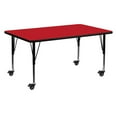 thumbnail image 1 of Mobile 24''W x 60''L Rectangular Red HP Laminate Activity Table - Height Adjustable Short Legs, 1 of 3