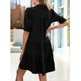 thumbnail image 2 of Women'S Pleated Mid Sleeve Dress Black XL, 2 of 5