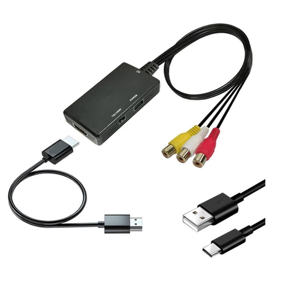 AOOOWER Plugs Play RCAs HDTV Adapters With USB Power Cable Converts Analogs AV Signal To 720P/1080P Digital Output For VHS