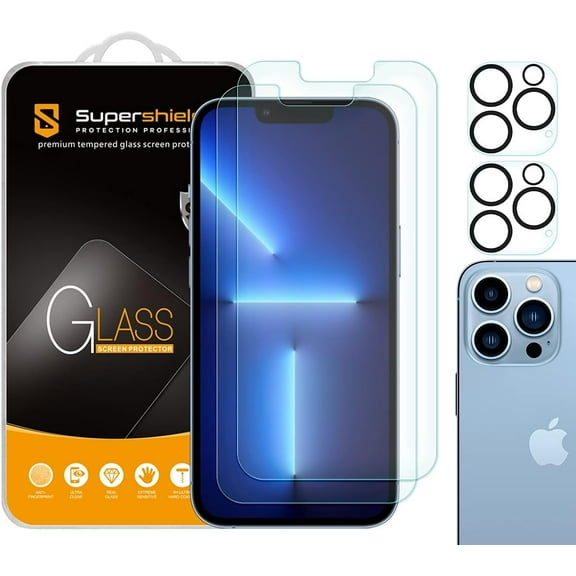 (2 Pack) Supershieldz Anti Glare (Matte) Tempered Glass Screen Protector Designed for iPhone 13 Pro (6.1 inch)   Camera Lens, Anti Fingerprint, Anti Scratch, Bubble Free