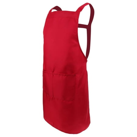 

Unisex Apron Cooking Kitchen Baking Apron Dress With Pockets Red