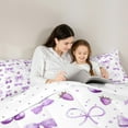 thumbnail image 5 of Castle Fairy Kawaii Bowknot Girl 3 Pieces Queen Comforter Set,Cartoon Purple Strawberry Cherry Ultra Soft Bedding Sets,Polka Dots Bedding Comforter Set Breathable,Lightweight Room Decor,Reversible, 5 of 8