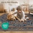 thumbnail image 4 of ODIKA 8'x10' Washable Area Rug Beige Vintage Distressed Ornate Scroll Border Orange Navy Boho Refined for Dining Room, Large Office, Lounge, Non-Slip Chair-Friendly Mat, 4 of 7