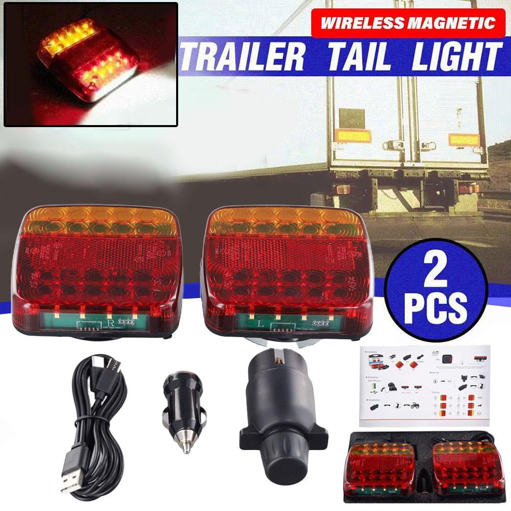 QHUDLV Wireless Rear Trailer Lights, Rechargeable Universal Trailer LED, LED Towing Tail Light with Strong Suction Cup Base for Towing Vehicles, Trucks, Boats, RVs, Towing Vehicles