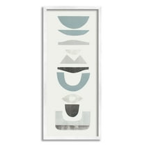 Stupell Industries Coastal Tone Totem Shapes Geometric Symbol Pattern Abstract Painting White Framed Art Print Wall Art, 10 x 24