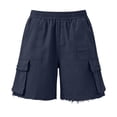 thumbnail image 4 of Caywon Women's Elastic Waist Cargo Shorts, Relaxed Fit Cotton Blend Utility Shorts with Side and Cargo Pockets, Solid Color Summer Bottoms for Vacation and Casual Daily Wear, 4 of 4