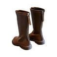 thumbnail image 3 of MAWCLOS Girls Booties Tall Knee High Boots Anti-Slip Casual Riding Boot Back Zip Outdoor Winter Shoes Brown 10toddlers, 3 of 9