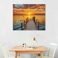 thumbnail image 2 of ONETECH  Ocean Seascape Wall Canvas Art: Sunset Sea Scenic Picture Print Dock Landscape Beach Birds Artwork Painting for Living Room Bedroom Decor, 2 of 4