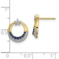 thumbnail image 4 of 14K Yellow Gold Polished Sapphire And Diamond Star Circle Post Earrings (Width 11) (Length 14) - Jbsp, 4 of 5